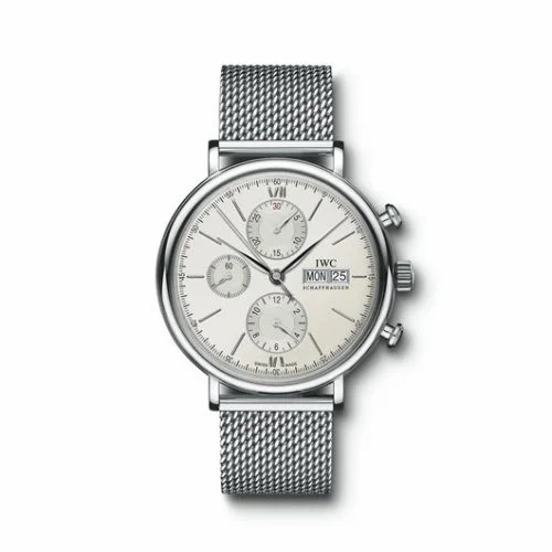 IWC Portofino Chronograph Stainless Steel / Silver / Milanese IW3910-09 (3910-09, IW391009)